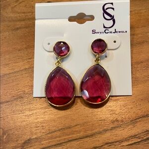 Red and sterling silver/ Gold plated Teardrop Earrings